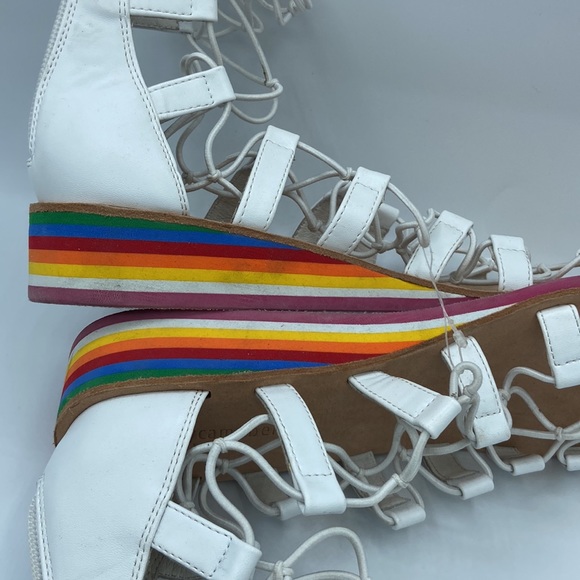 JEFFREY CAMPBELL BURMA White Rainbow Wedge Gladiator Sandal Size 8M - Picture 10 of 16